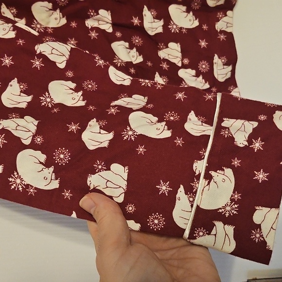 NWT Adore Me Burgundy Pajama Set with White Polar Bear Print - Picture 5 of 14